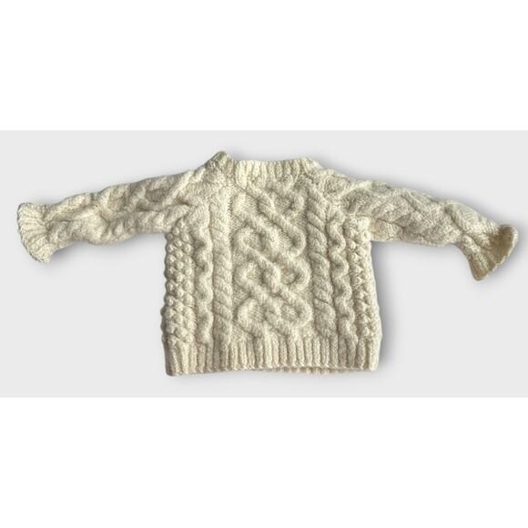Aran Sweater Market 100% Merino Wool Sweater Shoulder Buttons Baby Size Small - Picture 6 of 15